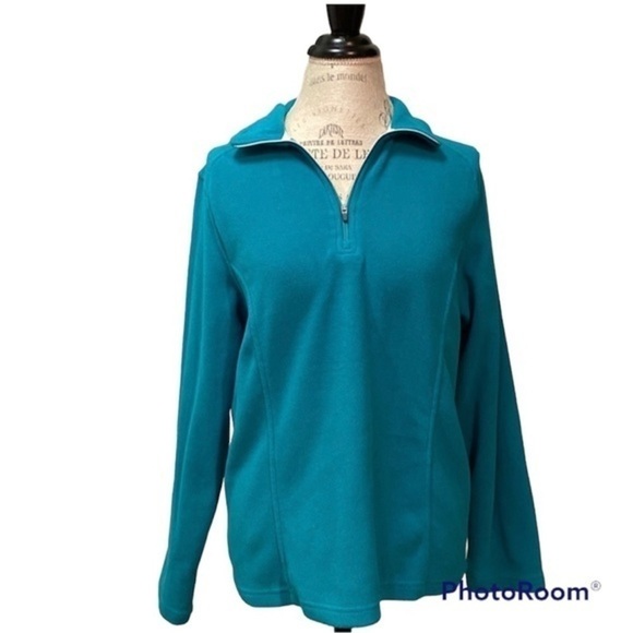 Lands’ End teal green lightweight 1/2 zip layering Polarfleece layering … - Picture 1 of 8
